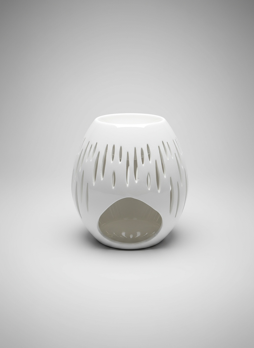 Quemador Oval de cerámica blanca para wax melts – Vela Única